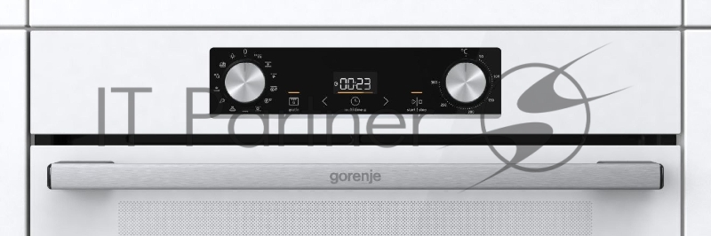 Встраиваемая электрическая духовка 60 см GORENJE Полезный объем: 77 л, Сенсорный программатор IconLED, Плавное открывание и закрывание дверцы, Решетка, Частично выдвижные телескопические направляющие на 1-м уровне, Дверца CompactDoor: 2 стекла + 1 те