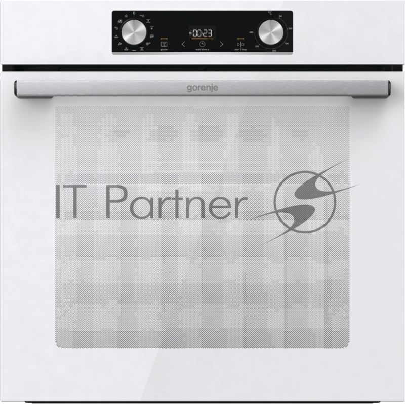 Встраиваемая электрическая духовка 60 см GORENJE Полезный объем: 77 л, Сенсорный программатор IconLED, Плавное открывание и закрывание дверцы, Решетка, Частично выдвижные телескопические направляющие на 1-м уровне, Дверца CompactDoor: 2 стекла + 1 те