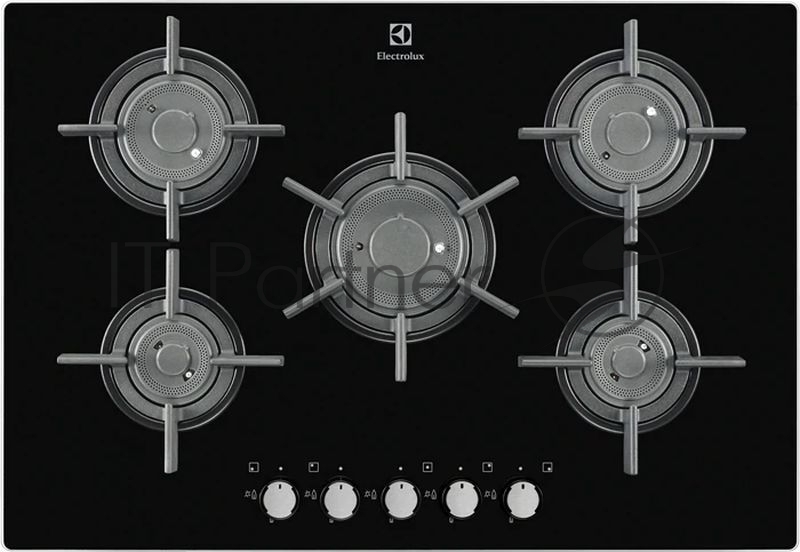 Встраиваемая газовая панель ELECTROLUX EGT97657NK / 74х51, газовая, стеклокерамика, независимая, электроподжиг, газ-контроль, черная
