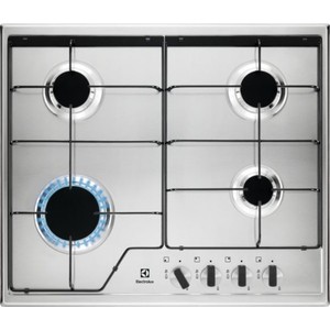 Встраиваемая газовая панель ELECTROLUX GPE262MX / 60 см, нерж.сталь, эмалированные решетки, газконтроль, автоподжиг