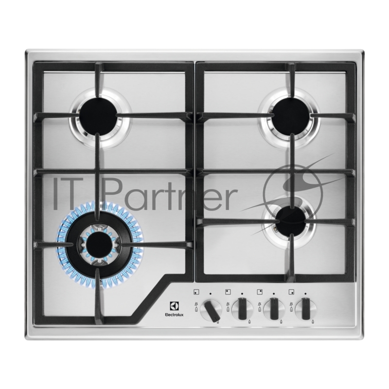 Встраиваемая газовая панель ELECTROLUX GPE363MX / 60x51 см, газовая, независимая, чугунные решетки, газ-контроль, автоподжиг, нержавеющая сталь