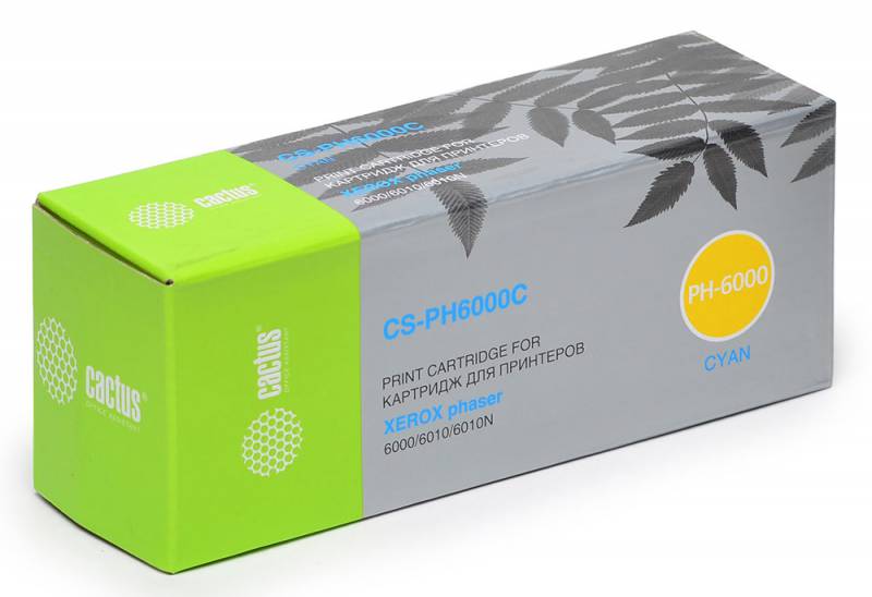 Расходные материалы CACTUS 106R01631 Картридж CACTUS (CS-PH6000C) для Xerox Phaser 6000/6010,голубой, 1000 стр.