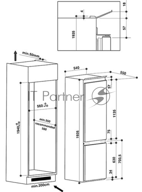 Встраиваемый холодильник Whirlpool ART 9810/A+
