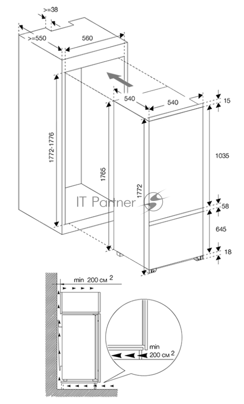 Встраиваемые холодильники Graude Встраиваемые холодильники Graude/ 540 х 1772 х 540 мм, Класс энергопотребления: А+,Светодиодная подсветка,Дисплей внутри прибора,Стеклянные полки из закаленного стекла,Климатический класс: ST,Объем морозильной камеры: