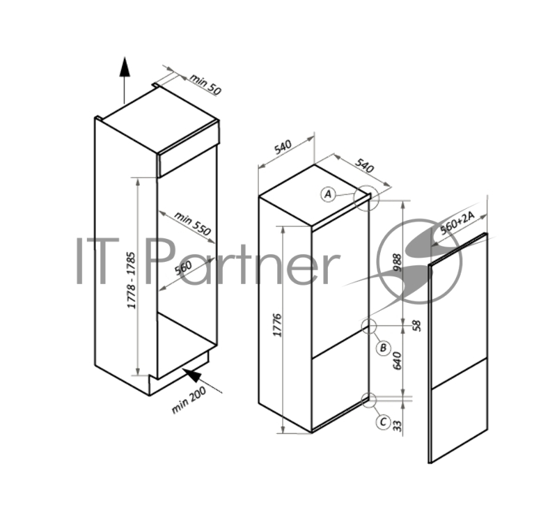 Холодильник встраиваемый MAUNFELD MBF177SW