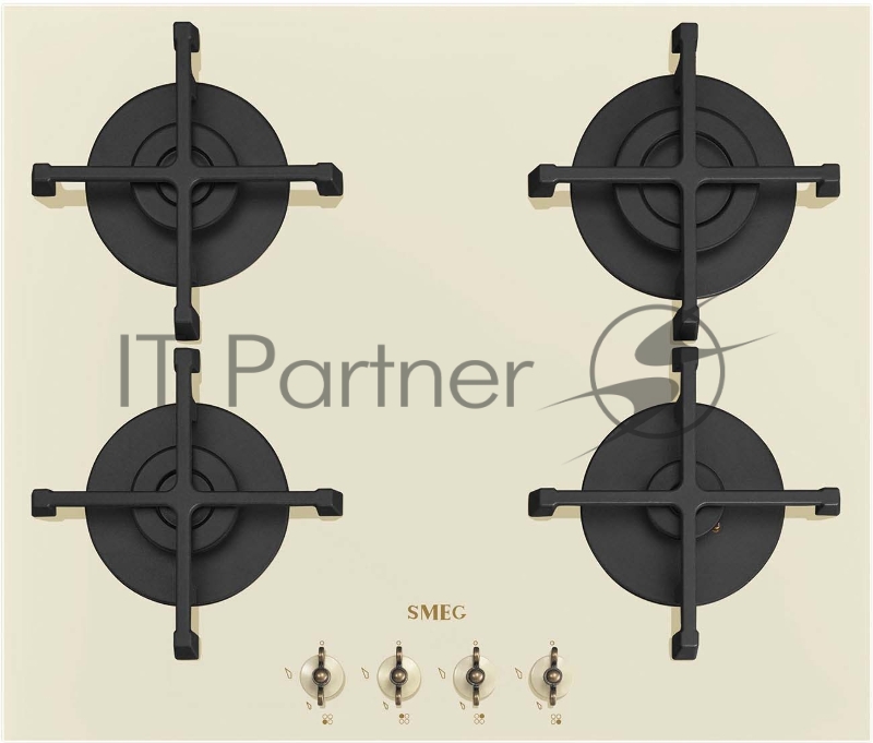 Комплект: Встраиваемая электрическая духовка SMEG/ Coloniale, комплект, электрический духовой шкаф SF68M3VPOGL, газовая варочная панель PV864PO, наклонная вытяжка KV26P, кремовый , фурнитура латунная