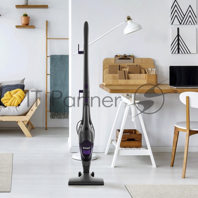 Вертикальный пылесос «2 в 1» Kitfort Мощность 600 Вт.Пылесборник 0,5 л.Уровень шума 78 дБ.