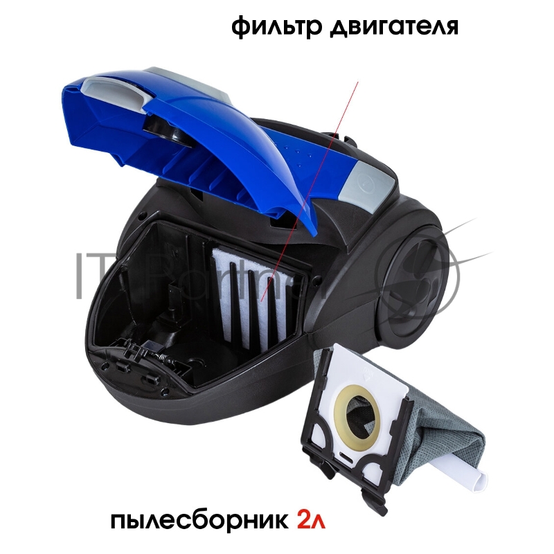 Пылесос SUPRA VCS-1410 (1400 Вт, Сухая уборка. Мощность всасывания 320 ВТ.Матерчатый пылесборник , цвет синий)