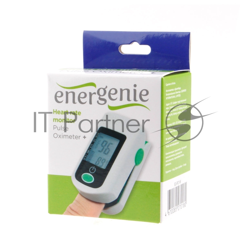 Пульсоксиметр Energenie EG-PO1W, белый с зеленым