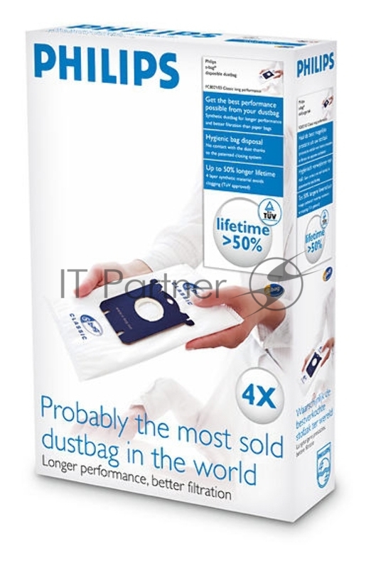 Пылесборник Philips FC8021/03 для пылесосов Performer FC915X и FC917X, SilentStar FC93XX, Jewel FC90XX, EasyLife FC813X, PowerLife FC845X, 4 шт.