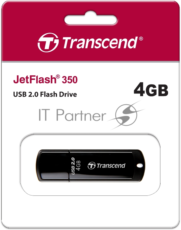 Флэш диск Transcend 4GB JetFlash 350, USB 2.0, Черный