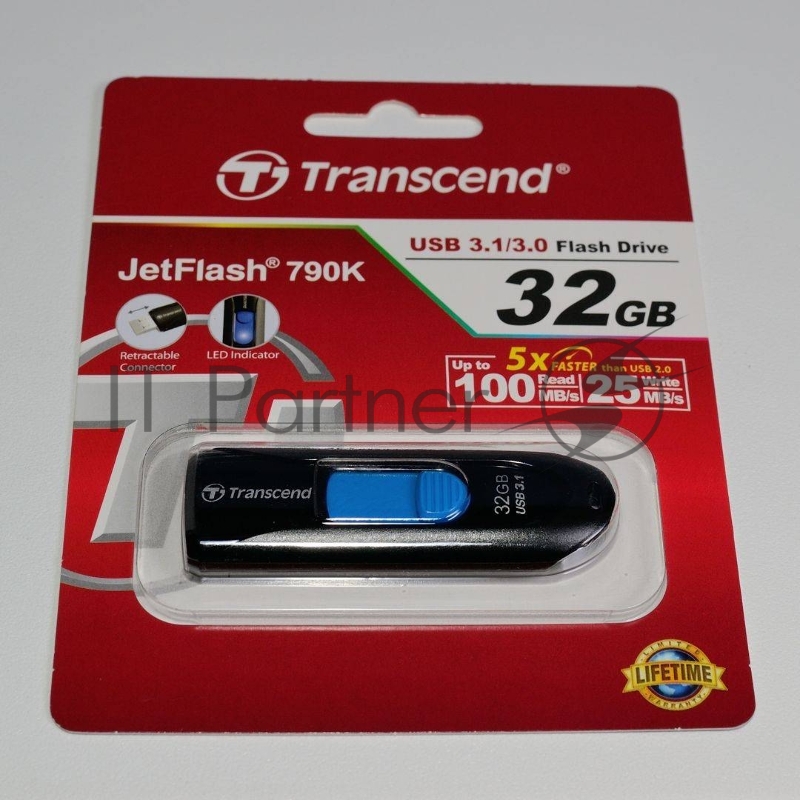 Флеш Диск Transcend 32Gb Jetflash 790 TS32GJF790K USB3.0 черный