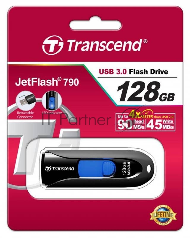 Флэш Диск Transcend USB Drive 128Gb JetFlash 790 TS128GJF790K {USB 3.0}