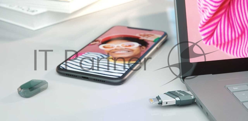 Флеш Диск Sandisk 128Gb iXpand Flip SDIX90N-128G-GN6NE USB3.1 зеленый/серебристый