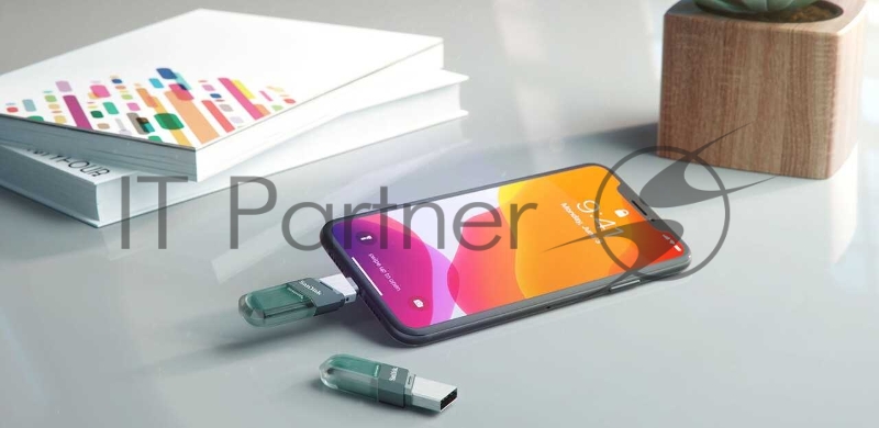 Флеш Диск Sandisk 128Gb iXpand Flip SDIX90N-128G-GN6NE USB3.1 зеленый/серебристый