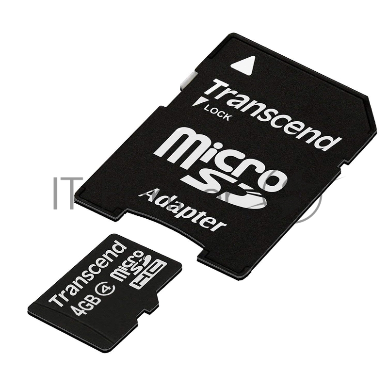 Флеш карта microSDHC 4Gb Class4 Transcend TS4GUSDHC4 + adapter