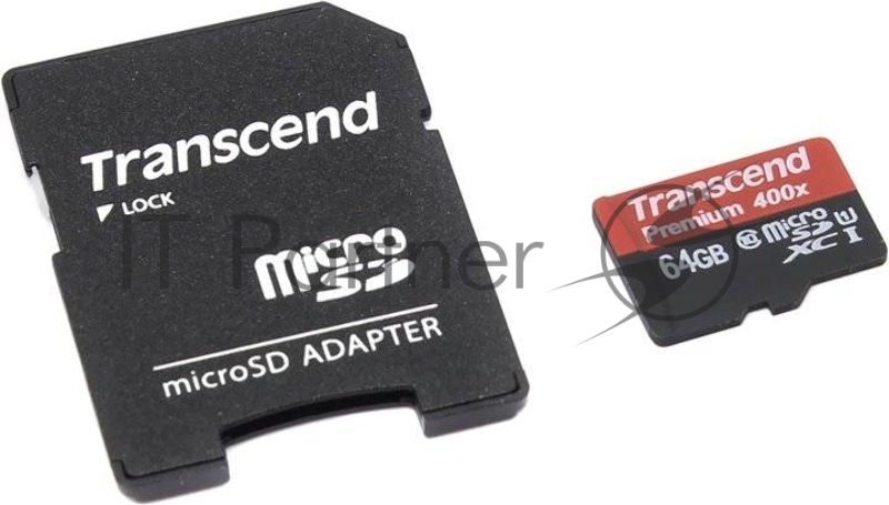 Флеш карта microSDXC 64Gb Class10 Transcend TS64GUSDU1 + adapter