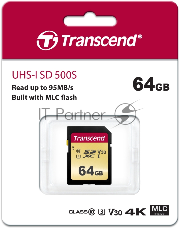 Флеш карта SD 64GB Transcend SDХC UHS-I U3, MLC
