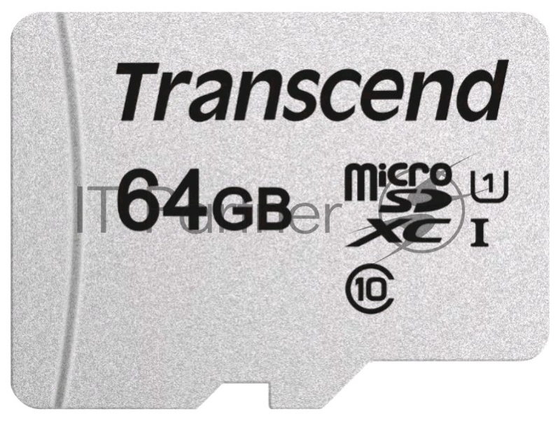 Флеш карта Micro SecureDigital 64Gb Transcend Class 10 TS64GUSD300S-A {MicroSDXC Class 10 UHS-I, SD adapter}