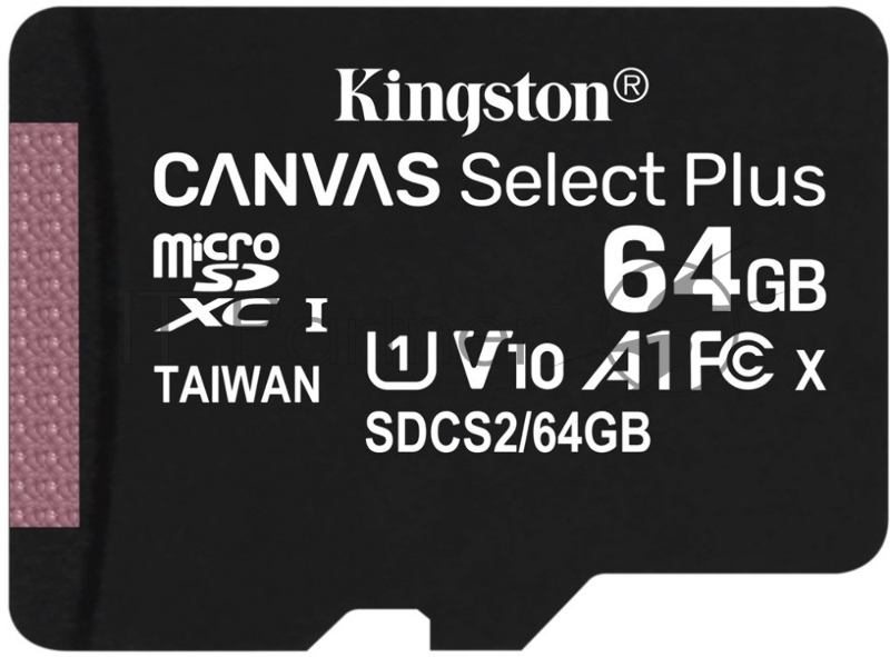 Флеш карта microSDHC 64GB microSDXC Class10 Kingston <SDCS2/64GBSP> Class10 UHS-I Canvas Select up to 100MB/s