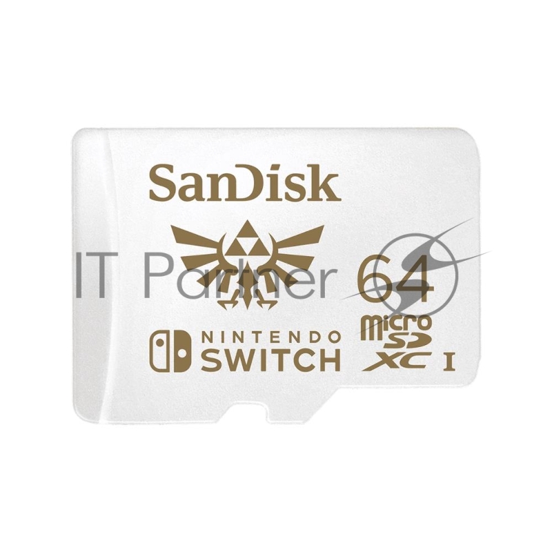 Карта памяти SanDisk and Nintendo Cobranded microSDXC SQXAT, 64GB, V30, U3, C10, A1, UHS-1, 100MB/s R, 60MB/s W, 4x6, Lifetime Limited