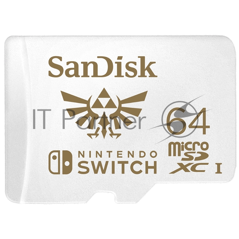 Карта памяти SanDisk and Nintendo Cobranded microSDXC SQXAT, 64GB, V30, U3, C10, A1, UHS-1, 100MB/s R, 60MB/s W, 4x6, Lifetime Limited