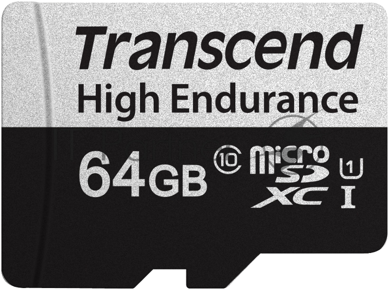 Флеш карта microSD 64GB Transcend microSDXC Class 10, UHS-I U1, High Endurance, (SD адаптер), R/W: 100/45 MB/s, 3D TLC