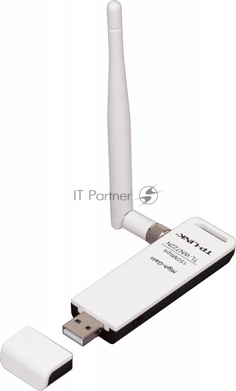 Адаптер TP-Link SOHO TL-WN722N 150Mbps High Gain Wireless N USB Adapter with Cradle, Atheros, 1T1R, 2.4GHz, 802.11n/g/b, 1 detachable antenna