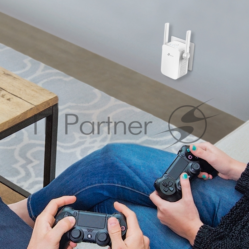 Усилитель TP-Link Wi-Fi AC750 Wi-Fi Range Extender, Wall Plugged, 433Mbps at 5GHz + 300Mbps at 2.4GHz, 802.11ac/a/b/g/n, 1 10/100M LAN, WPS button, 2 fixed antennas поставляется без кабеля RJ-45