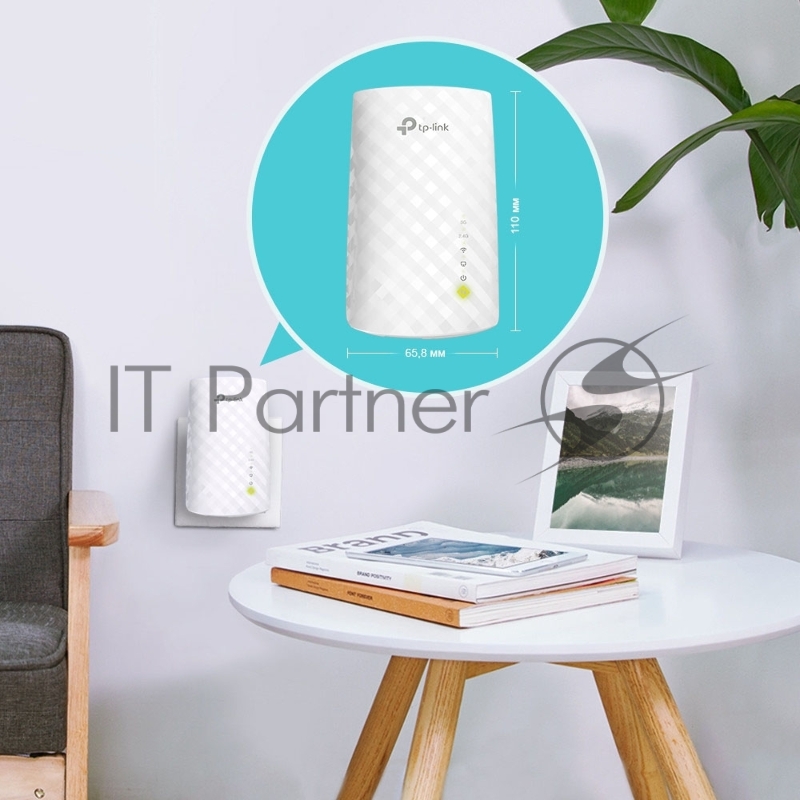 Усилитель Wi-Fi сигнала TP-Link AC750 OneMesh WiFi Range Extender, 300Mbps at 2.4G and 433Mbps at 5G, compact house with internal antennas, 1 10/100Mbps Ethernet port, WPS button for quick setup, Smart Indicator for best location, support OneMeshTMte
