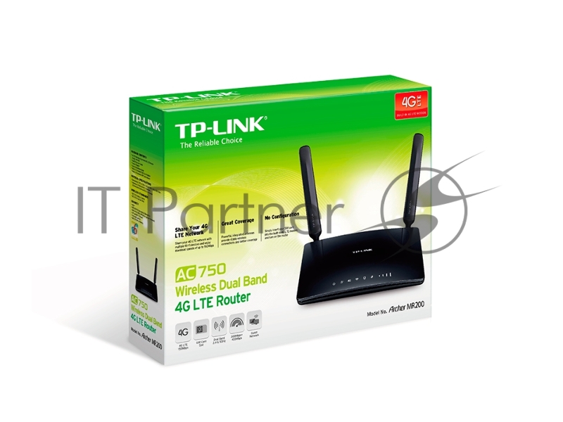 Маршрутизатор беспроводной TP-Link SOHO Archer MR200 (MR200) 10/100BASE-TX/4G черный
