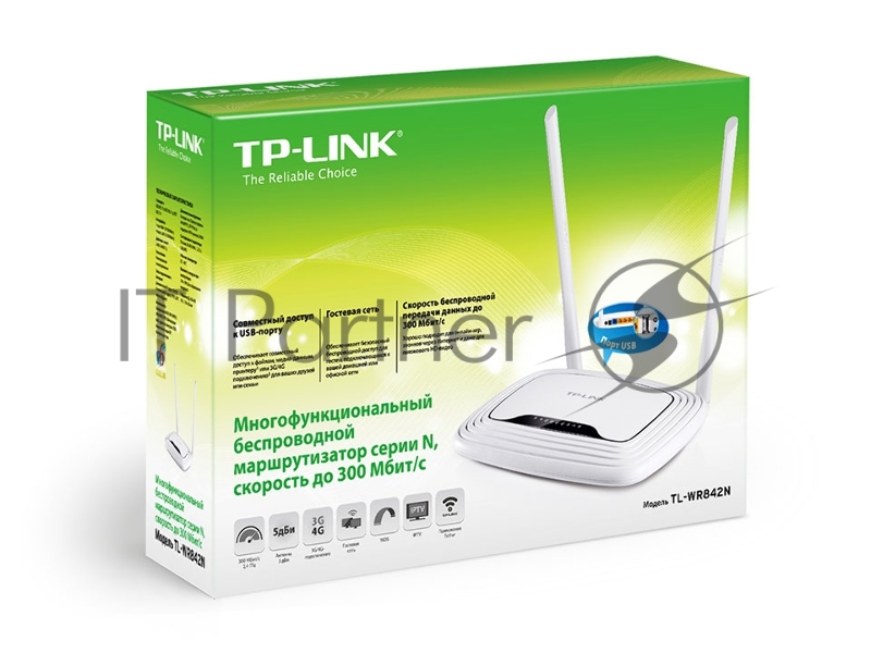 Маршрутизатор TP-Link TL-WR842N Многофункциональный беспроводной маршрутизатор серии N, скорость до 300 Мбит/с
