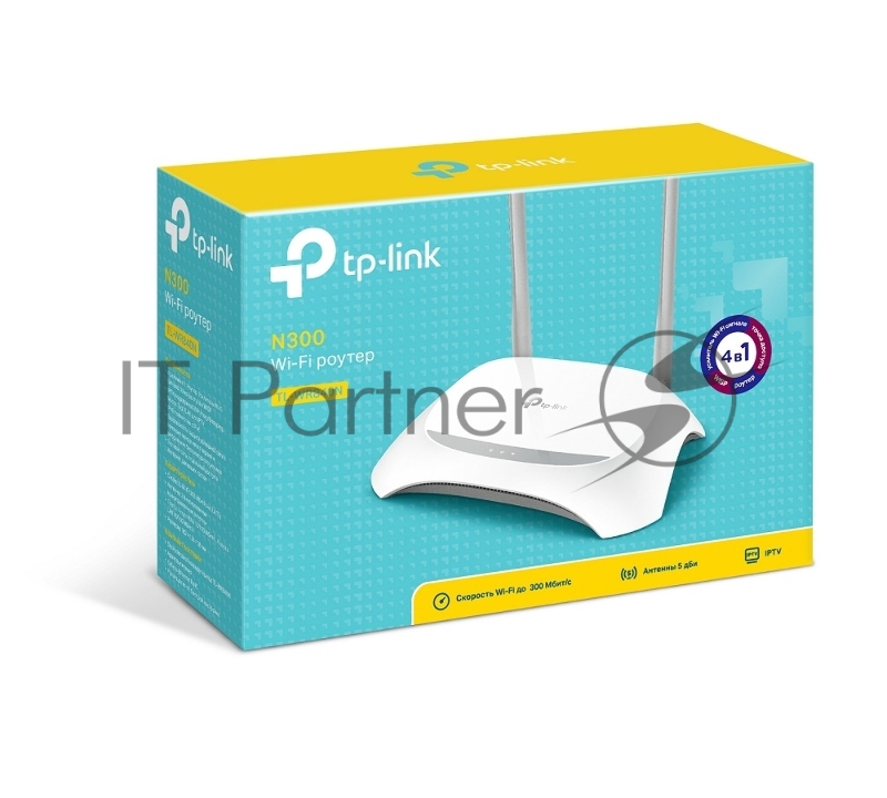 Сетевое оборудование TP-Link TL-WR840N 300Mbps Wireless N Router, Broadcom, 2T2R, 2.4GHz, 802.11b/g/n, 1 10/100Mbps WAN + 4 10/100Mbps LAN ports, internal antennas, support Russian PPTP/L2TP/PPPoE, IGMP Snooping/Proxy, Br