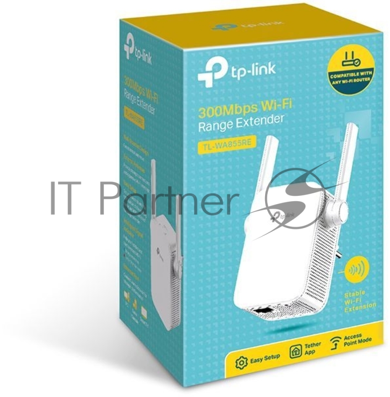 Усилитель сигнала TP-LINK SOHO TL-WA855RE Усилитель беспроводного сигнала, скорость до 300 Мбит/с поставляется без кабеля RJ-45