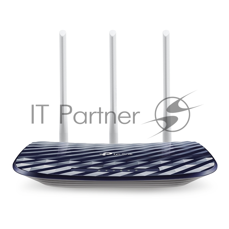 Маршрутизатор TP-Link Беспроводный Archer C20(RU), Dual Band,(433Мбит/с на 5 ГГц + 300Мбит/с на 2,4 ГГц) 4 порта 100 Мбит/с, 3 фиксированных антенны