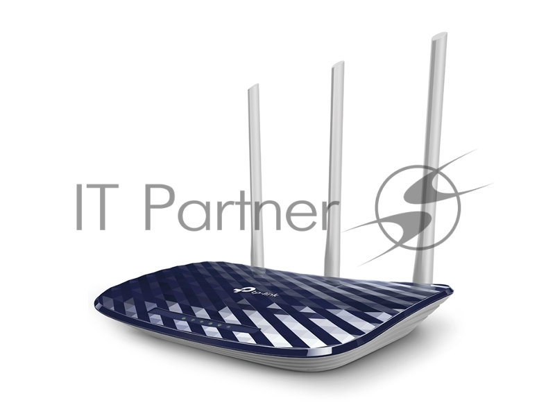 Маршрутизатор TP-Link Беспроводный Archer C20(RU), Dual Band,(433Мбит/с на 5 ГГц + 300Мбит/с на 2,4 ГГц) 4 порта 100 Мбит/с, 3 фиксированных антенны