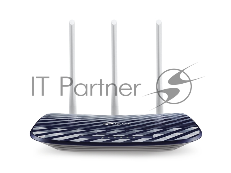 Маршрутизатор TP-Link Беспроводный Archer C20(RU), Dual Band,(433Мбит/с на 5 ГГц + 300Мбит/с на 2,4 ГГц) 4 порта 100 Мбит/с, 3 фиксированных антенны