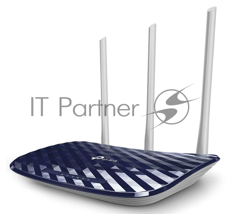 Маршрутизатор TP-Link Беспроводный Archer C20(RU), Dual Band,(433Мбит/с на 5 ГГц + 300Мбит/с на 2,4 ГГц) 4 порта 100 Мбит/с, 3 фиксированных антенны