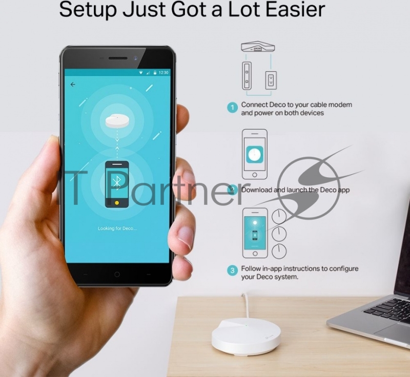 Маршрутизатор TP-Link TP-Link DECO M5(3-PACK) AC1300 Домашняя Wi-Fi система, чипсет Qualcomm, два диапазона (Dual-Band), поддержка стандартов 802.11ac/a/b/g/n, 717 МГц четырёхъядерный процессор, Bluetooth 4.2, 2 гигабитных порта Ethernet, 1 порт USB