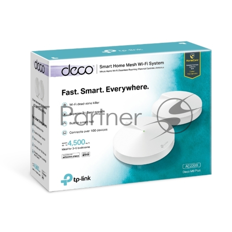 Роутер беспроводной TP-Link Deco M9 Plus (DECO M9 PLUS(2-PACK)) AC2200 10/100/1000BASE-TX белый (упак.:2шт)