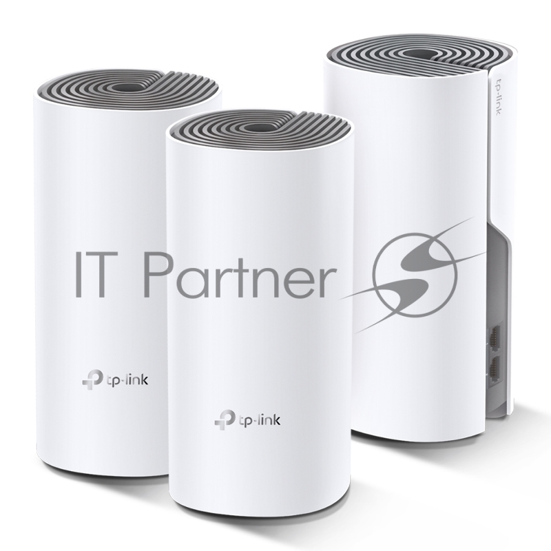 Домашняя Mesh Wi-Fi система TP-Link Deco E4 (3-Pack), 1167Мбит/с (5 ГГц: до 867 Мбит/с + 2,4 ГГц: до 300 Мбит/с), 2 порта 100 Мбит/с, 2 встроенные антенны на каждом модуле Deco