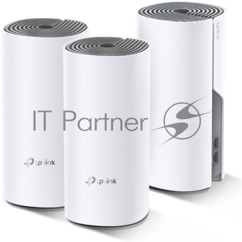 Домашняя Mesh Wi-Fi система TP-Link Deco E4 (3-Pack), 1167Мбит/с (5 ГГц: до 867 Мбит/с + 2,4 ГГц: до 300 Мбит/с), 2 порта 100 Мбит/с, 2 встроенные антенны на каждом модуле Deco