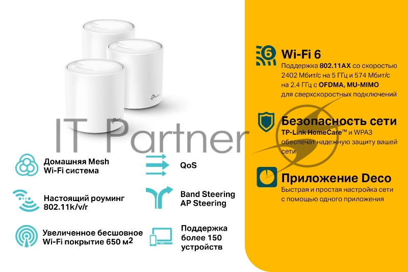 Домашняя Mesh Wi-Fi система TP-Link Deco X60(3-pack) AX3000