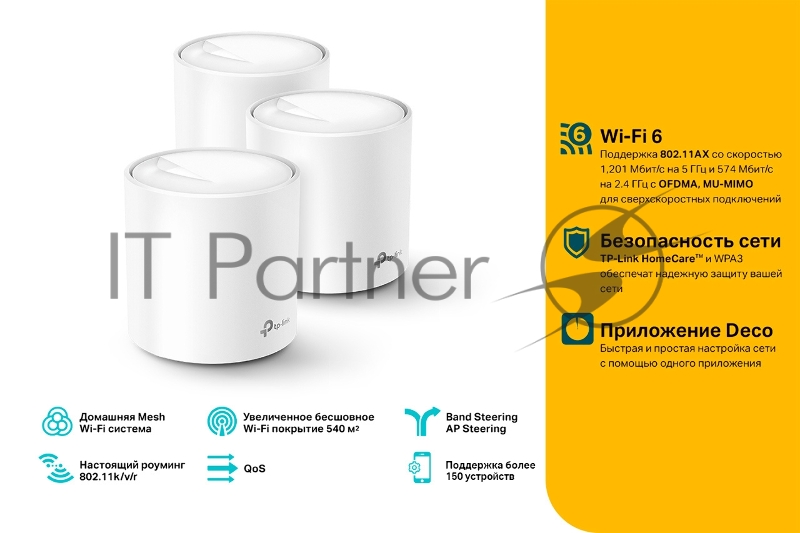 Домашняя Mesh Wi-Fi система TP-Link Deco X20(3-pack) AX1800