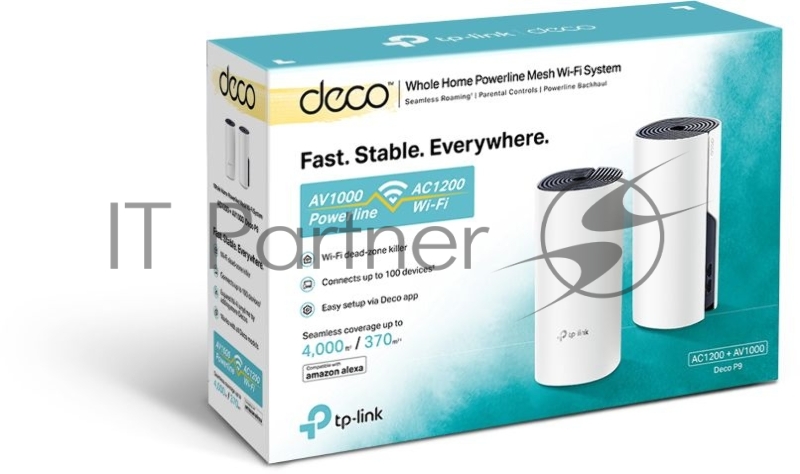 Бесшовный Mesh роутер TP-Link DECO P9 (2-PACK) AC1200 10/100/1000BASE-TX белый (упак.:2шт)