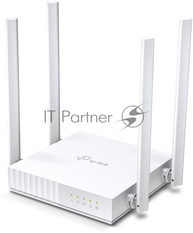 Роутер TP-Link AC750 Wireless Dual Band Router, 433 at 5 GHz +300 Mbps at 2.4 GHz, 802.11ac/a/b/g/n, 1 port WAN 10/100 Mbps + 4 ports LAN 10/100 Mbps, 3 fixed antennas, L2TP Russia/PPTP Russia/PPPoE Russia support, IGMP Snooping/Proxy, Bridge and 802