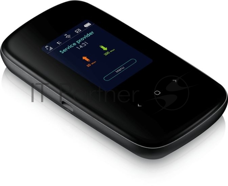 Портативный LTE Cat.6 Wi-Fi маршрутизатор Zyxel LTE2566-M634 (вставляется сим-карта), 802.11ac (2,4 и 5 ГГц) до 300+866 Мбит/с, поддержка LTE/4G/3G, цветной дисплей, питание micro USB, батарея до 10 ч