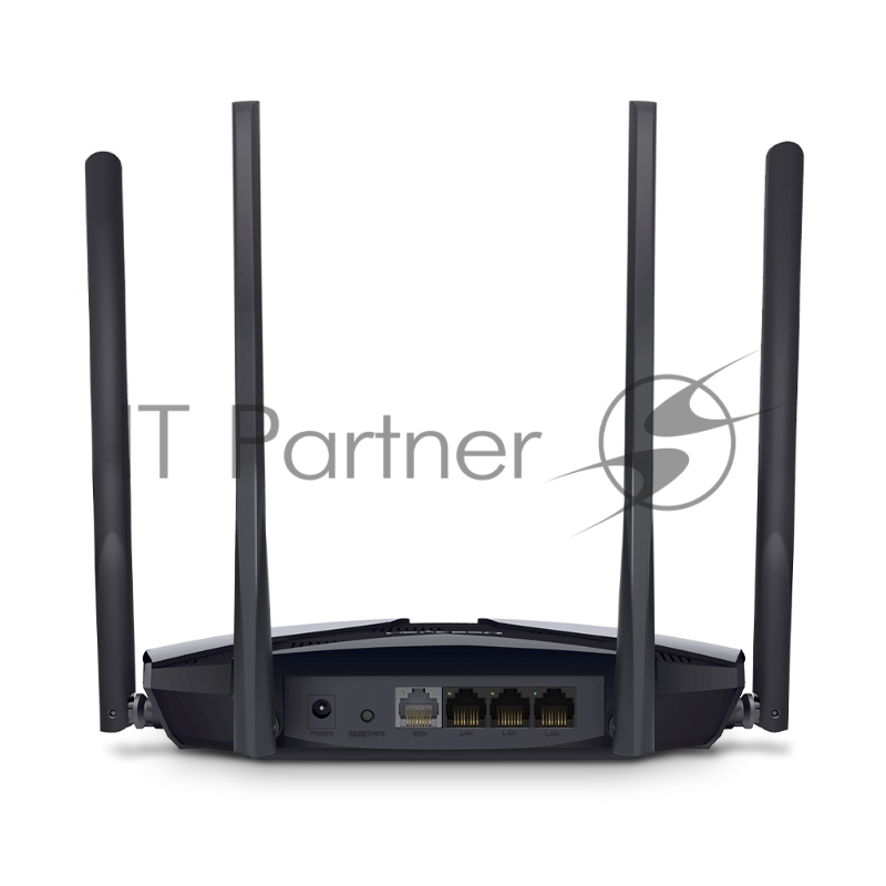 Роутер Mercusys MR70X AX1800 Dual-Band WiFi 6 Router, 574 Mbps at 2.4 GHz + 1201 Mbps at 5 GHz, 4× Fixed External Antennas, 3× Gigabit LAN Ports, 1× Gigabit WAN Port, 1024-QAM, OFDMA, Router/Access Point Mode, MU-MIMO, WPA3, TWT, BSS Color