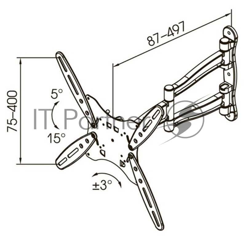 Кронштейн для телевизора Kromax TECHNO-5 серый 15-55 макс.35кг настенный поворот и наклон