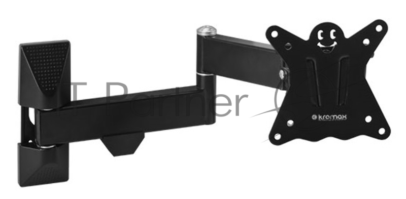 Кронштейн Kromax CASPER-104 black, для LED/LCD ТВ 10-26, 5 ст свободы, наклон +5°-15°, поворот 180°, от стены 50 мм, max VESA 100x100 мм, max 15 кг